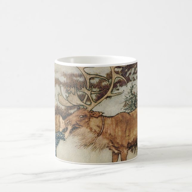 Vintag Gerda und Reindeer von Edmund Dulac Kaffeetasse (Mittel)