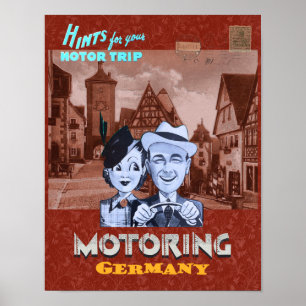 VINTAG GERECYCELT KUNSTDRUCKMOTOREN DEUTSCHLAND POSTER