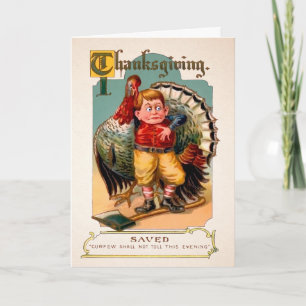 Vintag Gerettet Türkei Erntedank Card Feiertagskarte