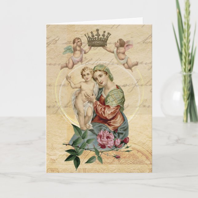 Vintag gesegnete Jungfrau Mary Jesus Mother Day Karte (Vorderseite)