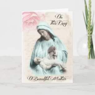 Vintag gesegnete Jungfrau Mary Jesus Mother Day Karte
