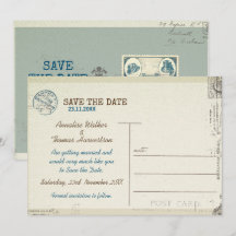 Vintag gestempelte Postkarte Hochzeit Speichern Si