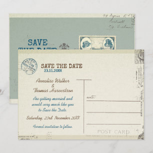 Vintag gestempelte Postkarte Hochzeit Speichern Si
