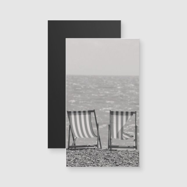 Vintag gestreifte Strandstühle Magnetkarte (Vorne/Hinten)