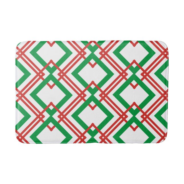 Vintag gestreiftes Rot und Grün Badematte (Vorderseite)