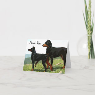 Vintag gestrichen Doberman Vielen Dank Note Card Dankeskarte
