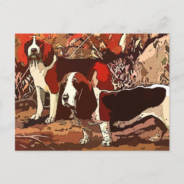 Vintag gestrichene Beagles Postkarte (Vorderseite)