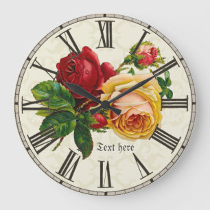 Vintag gestrichene Rose Personalisiert Große Wanduhr