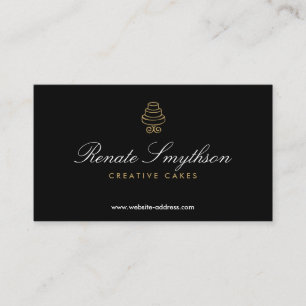 Vintag gestuftes Cake-Logo mit elegantem schwarzen Visitenkarte