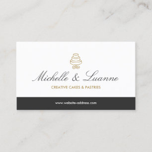Vintag gestuftes Cake-Logo mit elegantem, weißem S Visitenkarte