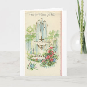 Vintag "Get well" mit Springbrunnen Karte