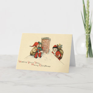 Vintag Gewartet Weihnachtskarte Feiertagskarte