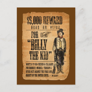 Vintag Gewollt / Bonusposter für Billy the Kid Postkarte