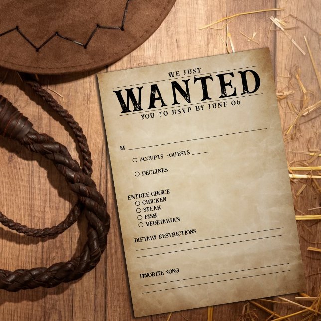 Vintag Gewollt Poster Wedding RSVP (Vintage Wanted Poster Wedding RSVP)