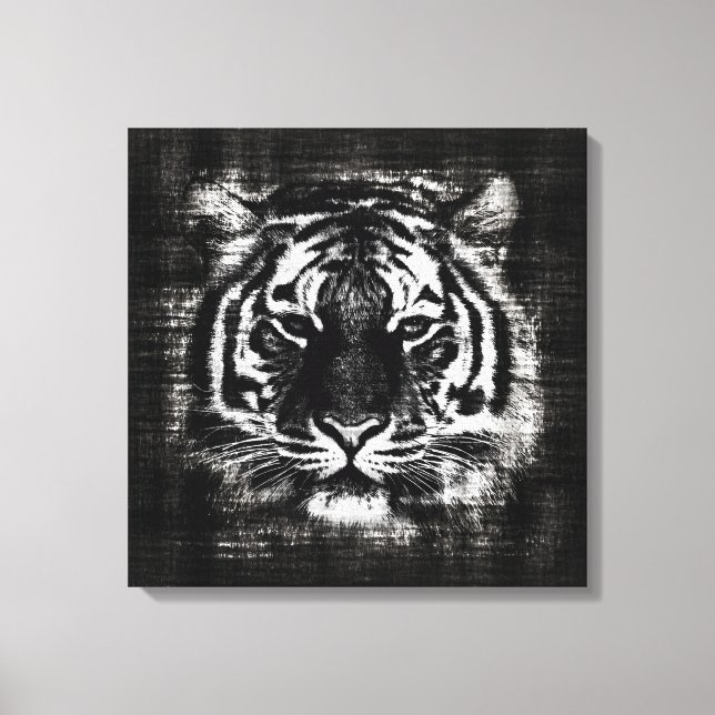 Vintag gezackte Canvas aus schwarzem Tiger Leinwanddruck (Vorderseite)