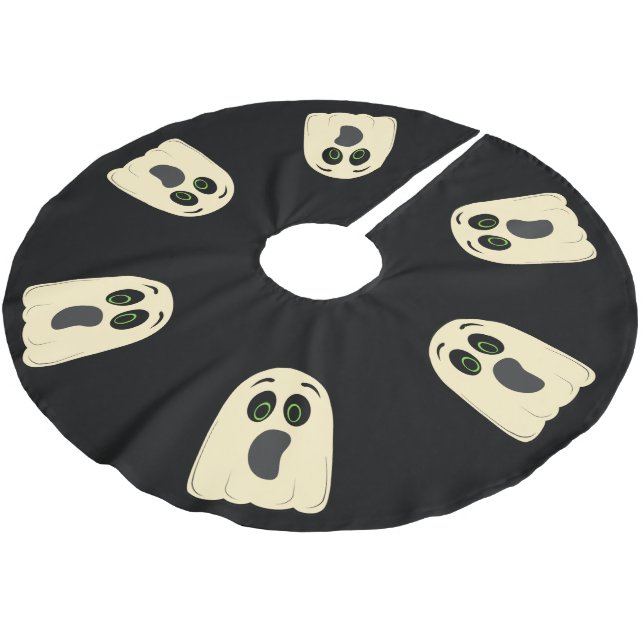 Vintag Ghost Brushed Polyester Tree Skirt Polyester Weihnachtsbaumdecke (Schrägansicht)