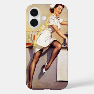 Vintag Gil Elvgren Retro Button Up Girl iPhone 16 Hülle