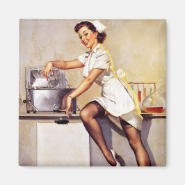 Vintag Gil Elvgren Retro Button Up Girl Magnet