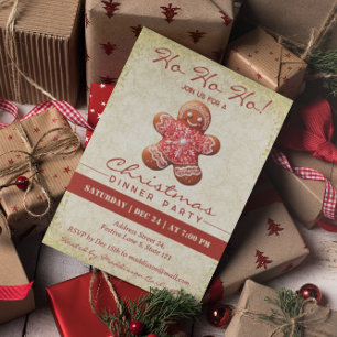 Vintag Gingerbrot Mann Weihnachtsfeiertag Party Einladung