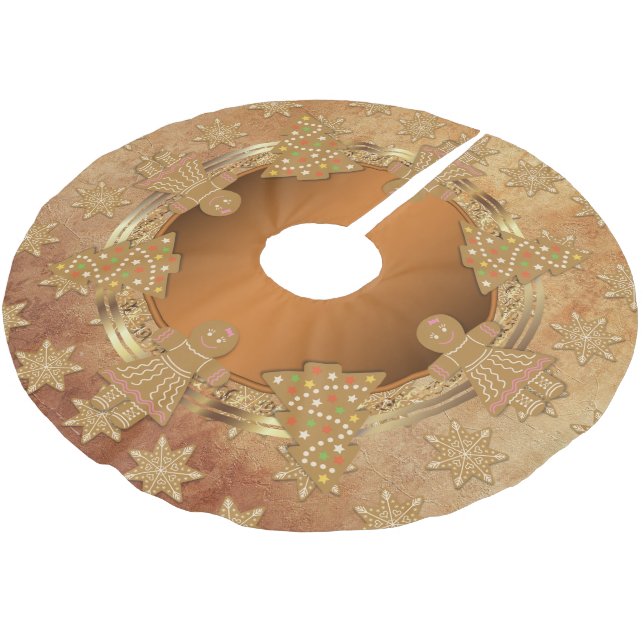 Vintag Gingerbrot Polyester Weihnachtsbaumdecke (Schrägansicht)