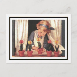 Vintag Girl and Windows von Jessie Willcox Smith Postkarte