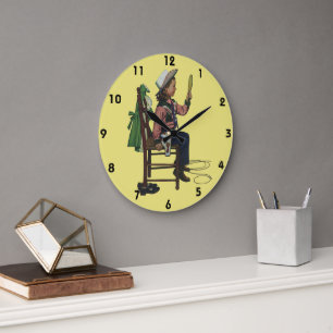 Vintag Girl Cowgirl Schauspielerin Mirror Sie ist  Große Wanduhr