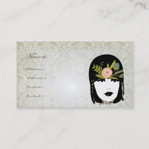 Vintag Girl Damask Rose Boutique Mode Visitenkarte