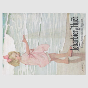 Vintag Girl Sandy Beach Französischer Typografie Seidenpapier