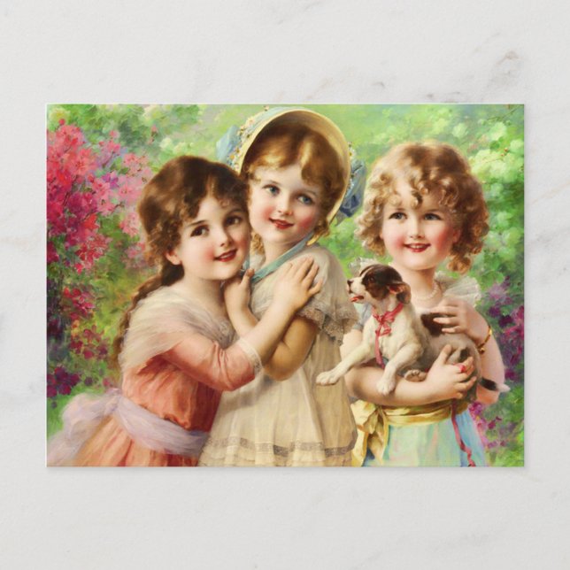 Vintag Girls Beste Freunde Postkarte (Vorderseite)
