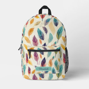 Vintag Girly Boho Feathers Pattern Personalisiert Bedruckter Rucksack