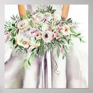 Vintag Glam, Bridal Cascading Bouquet 2, Poster