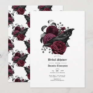 Vintag Glam Burgundy Raven Gothic Brautparty Einladung