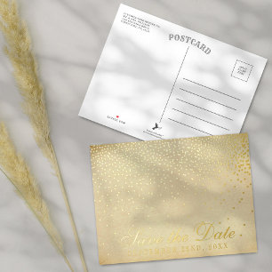 Vintag Glam Confetti Wedding speichern das Datum Folie Einladungspostkarte