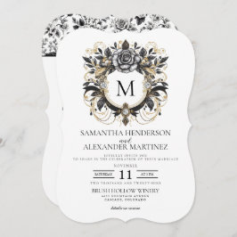 Vintag Glam Floral mit QR Code Hochzeit Einladung