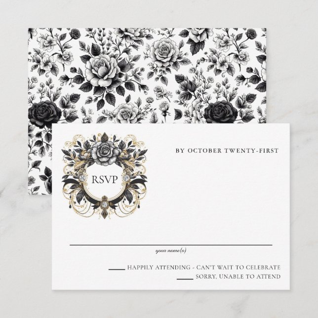Vintag Glam Floral RSVP Karte (Vorne/Hinten)