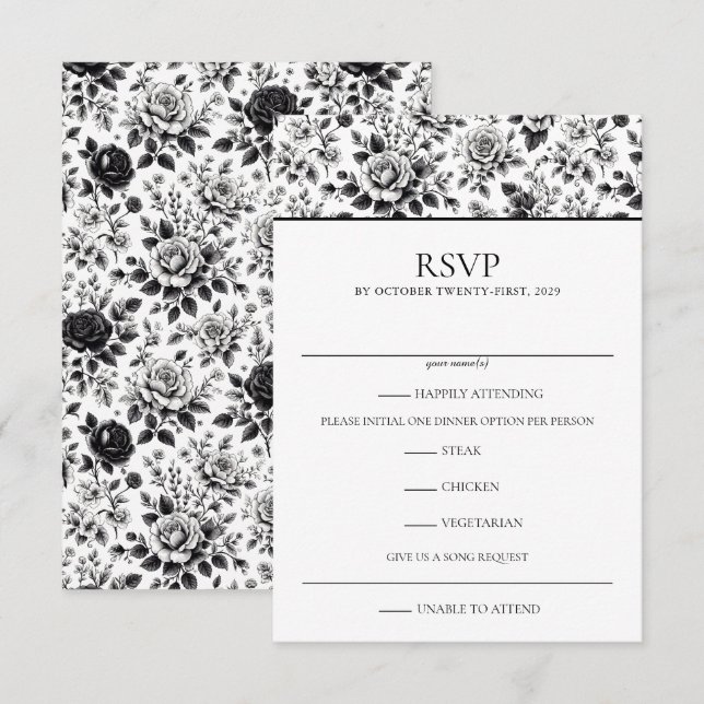 Vintag Glam Floral RSVP Karte (Vorne/Hinten)