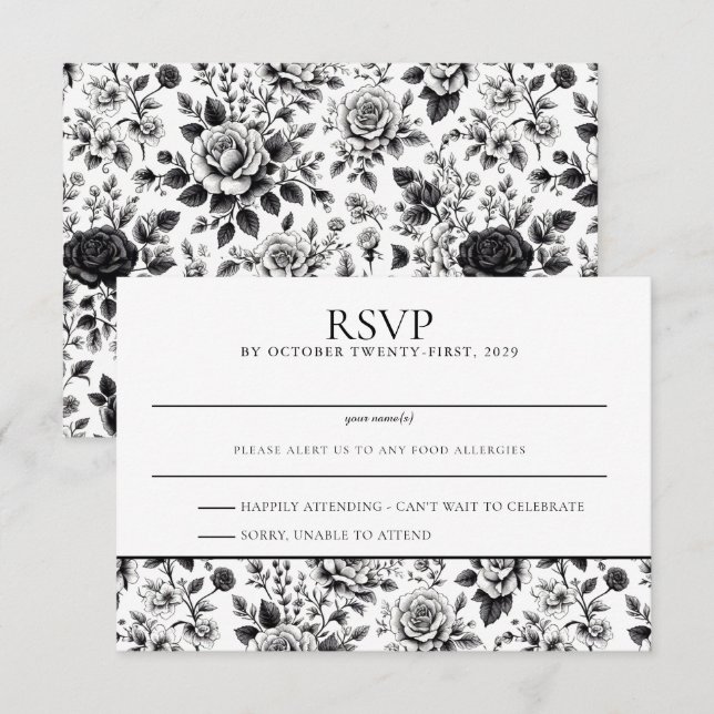 Vintag Glam Floral RSVP Karte (Vorne/Hinten)