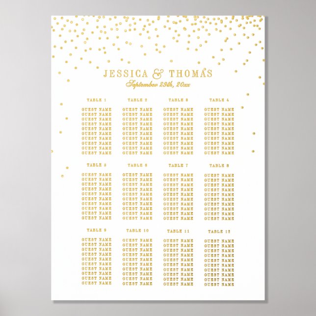 Vintag Glam Gold Confetti Hochzeitskarte Foliendrucke (Vorderseite)
