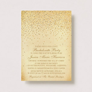 Vintag Glam Gold Confetti Junggeselinnen-Abschied Einladung