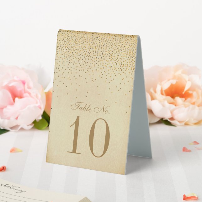 Vintag Glam Gold Confetti Wedding Tischnummer Tischaufsteller (In Situ (Hochzeit))