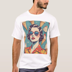 Vintag Glam Lady - Sonnenbrille und Cones T-Shirt