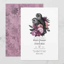 Vintag Glam Mauve Owls Gothic Wedding QR Code