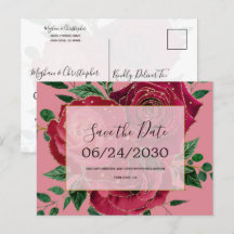 Vintag Glam Rosa Rosen Hochzeit speichern das Datu