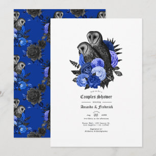 Vintag Glam Royal Blue Owls Gothic Couples Dusche Einladung