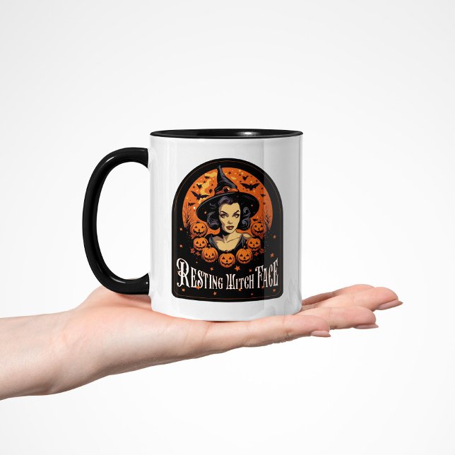 Vintag Glam Ruheling Hexenkopf Funny Halloween Tasse (Von Creator hochgeladen)