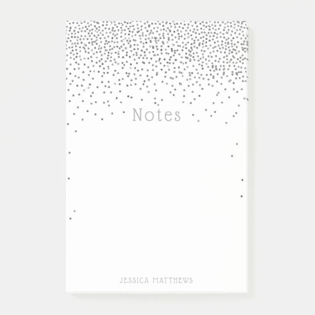 Vintag Glam Silver Confetti Post-it Klebezettel (Vorderseite)