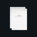 Vintag Glam Silver Confetti Wedding Collection Hinweiskarte<br><div class="desc">Fügen Sie Ihrer Hochzeit eine Touch Glanz mit diesen silbernen Konfetti-Ratenkarten hinzu. Das schlichte, aber stilvolle Design ermöglicht es Ihren Gästen, sich einen Ratschlag zu schreiben, damit Sie in den nächsten Jahren behalten und lesen können. Die Formulierung ist leicht zu personalisieren, sodass diese Karten schnell in Ratenkarten für Brautpartys, Verlobungen,...</div>