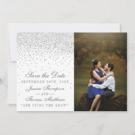 Vintag Glam Silver Confetti Wedding Foto Save The Date