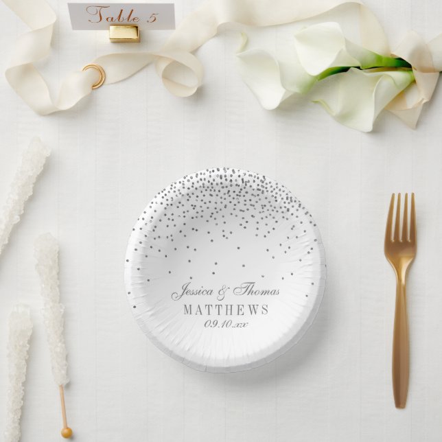 Vintag Glam Silver Confetti Wedding Pappteller (Hochzeit)
