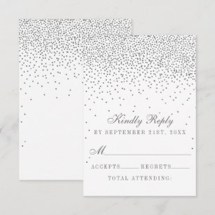 Vintag Glam Silver Confetti Wedding RSVP Karte